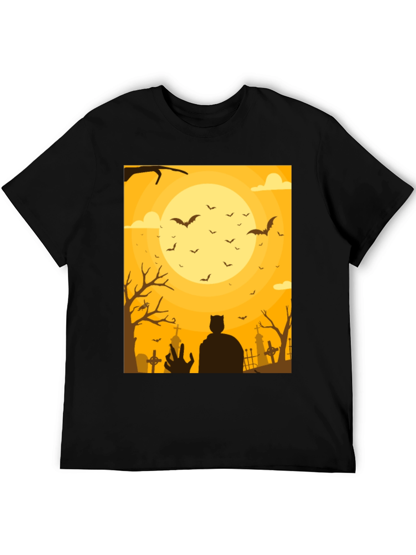 Spooky Halloween T-Shirt Bats Cemetery Design