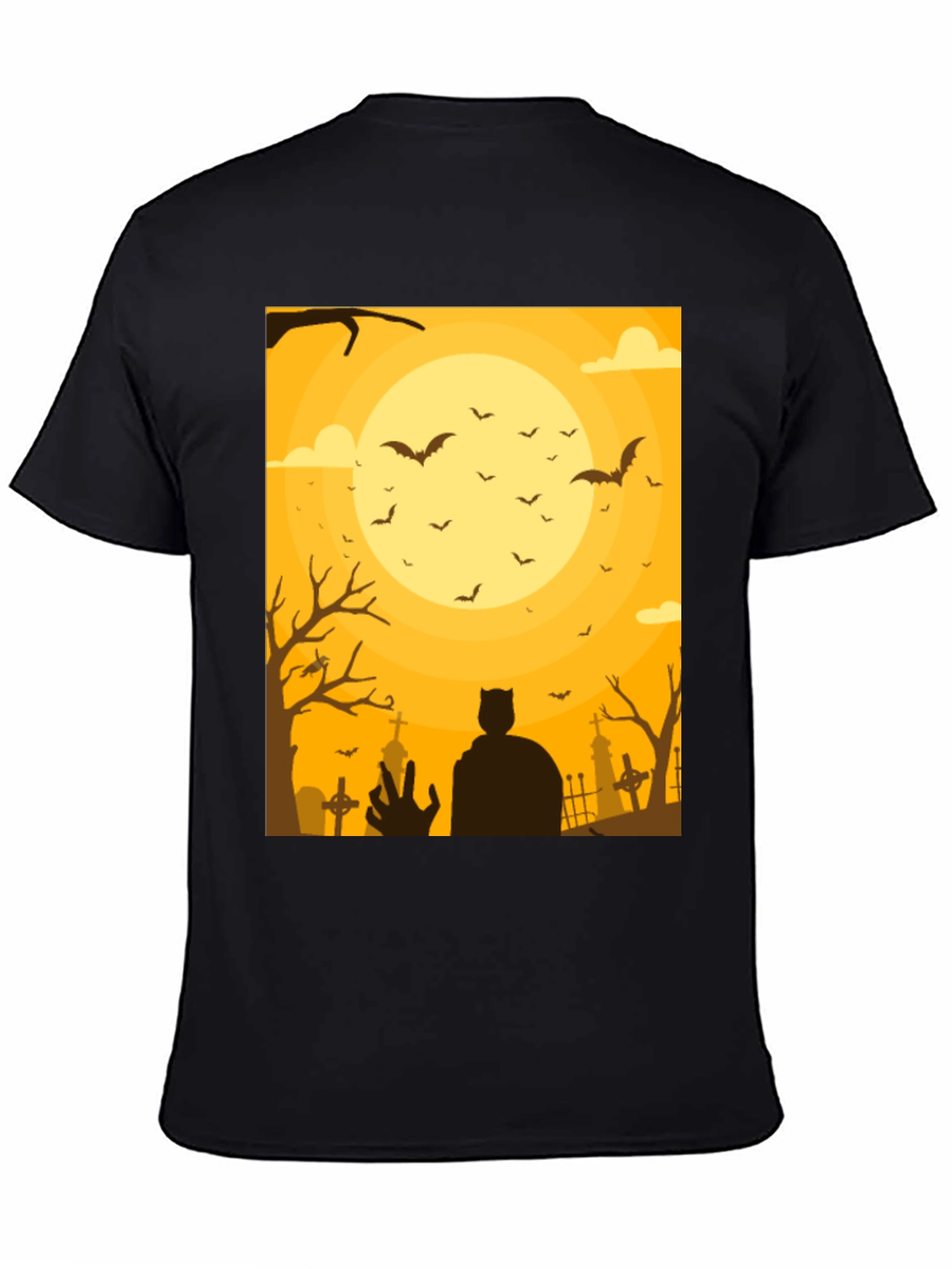 Spooky Halloween T-Shirt Bats Cemetery Design