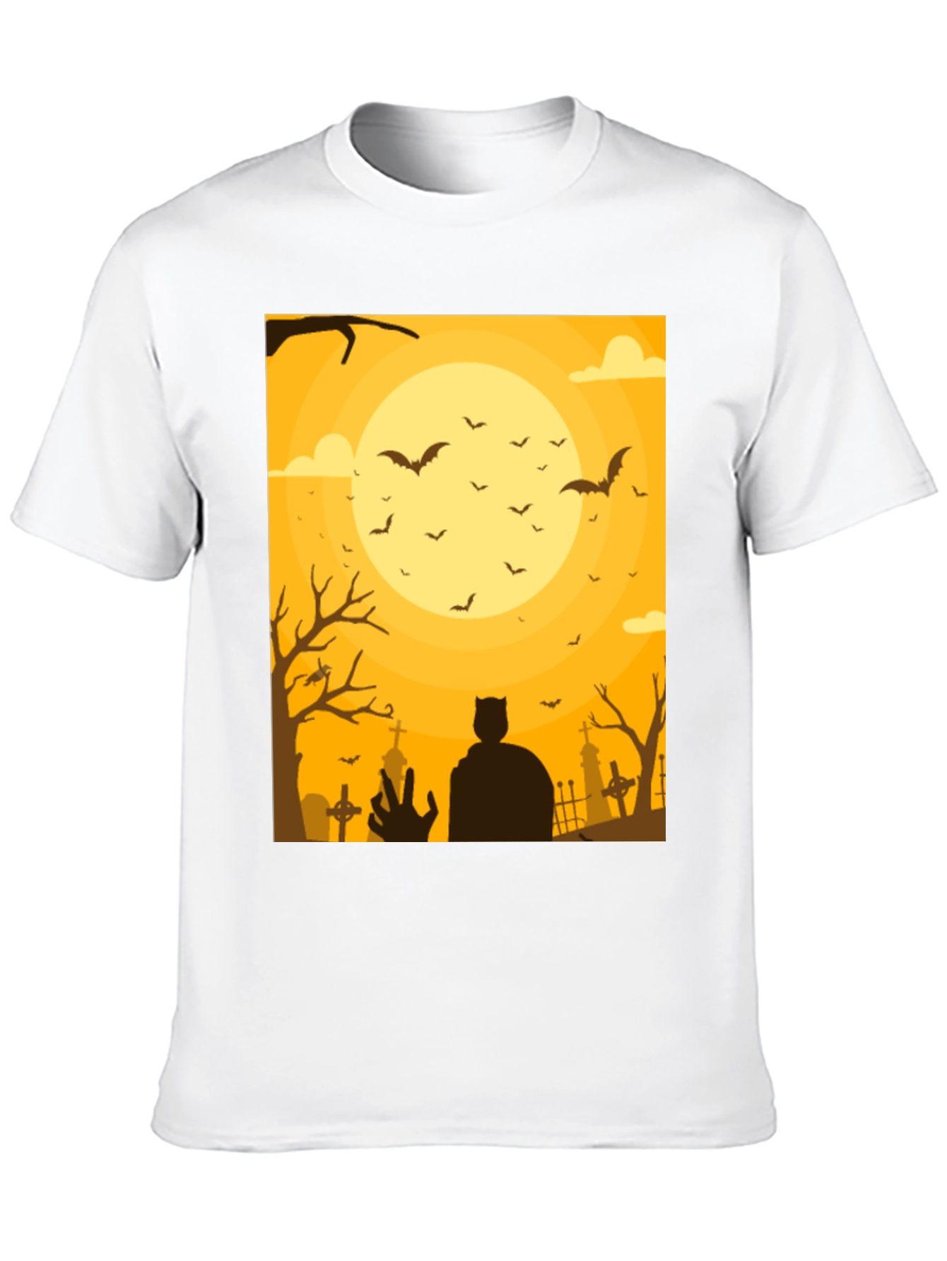 Spooky Halloween T-Shirt Bats Cemetery Design