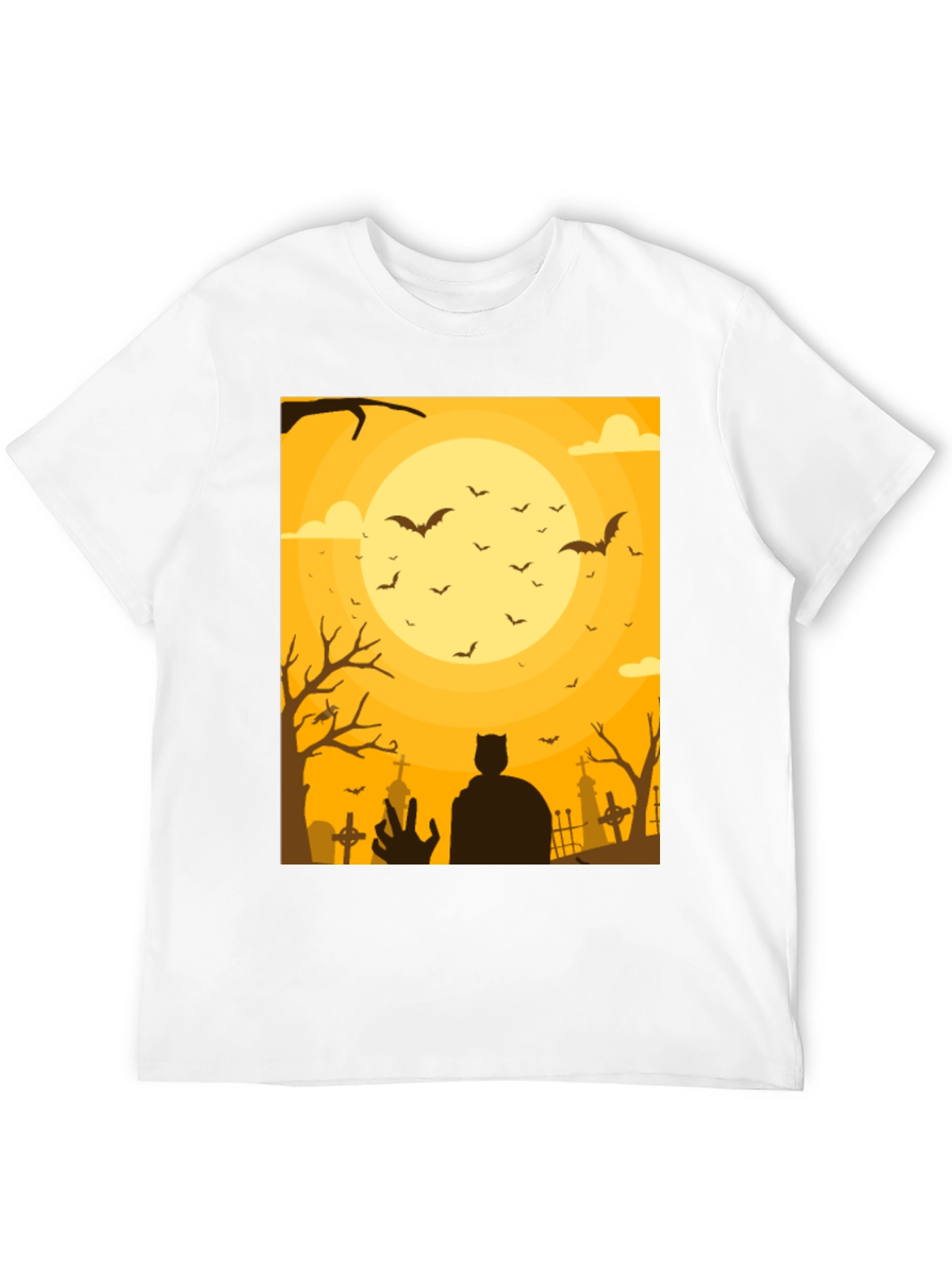Spooky Halloween T-Shirt Bats Cemetery Design