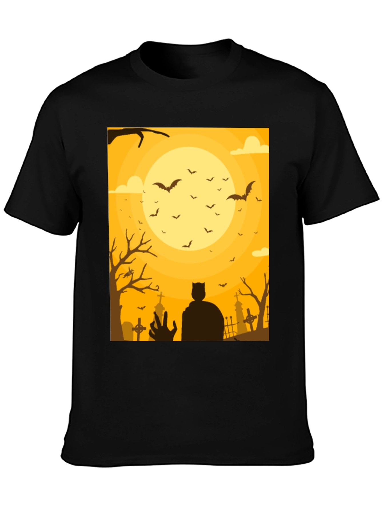 Spooky Halloween T-Shirt Bats Cemetery Design