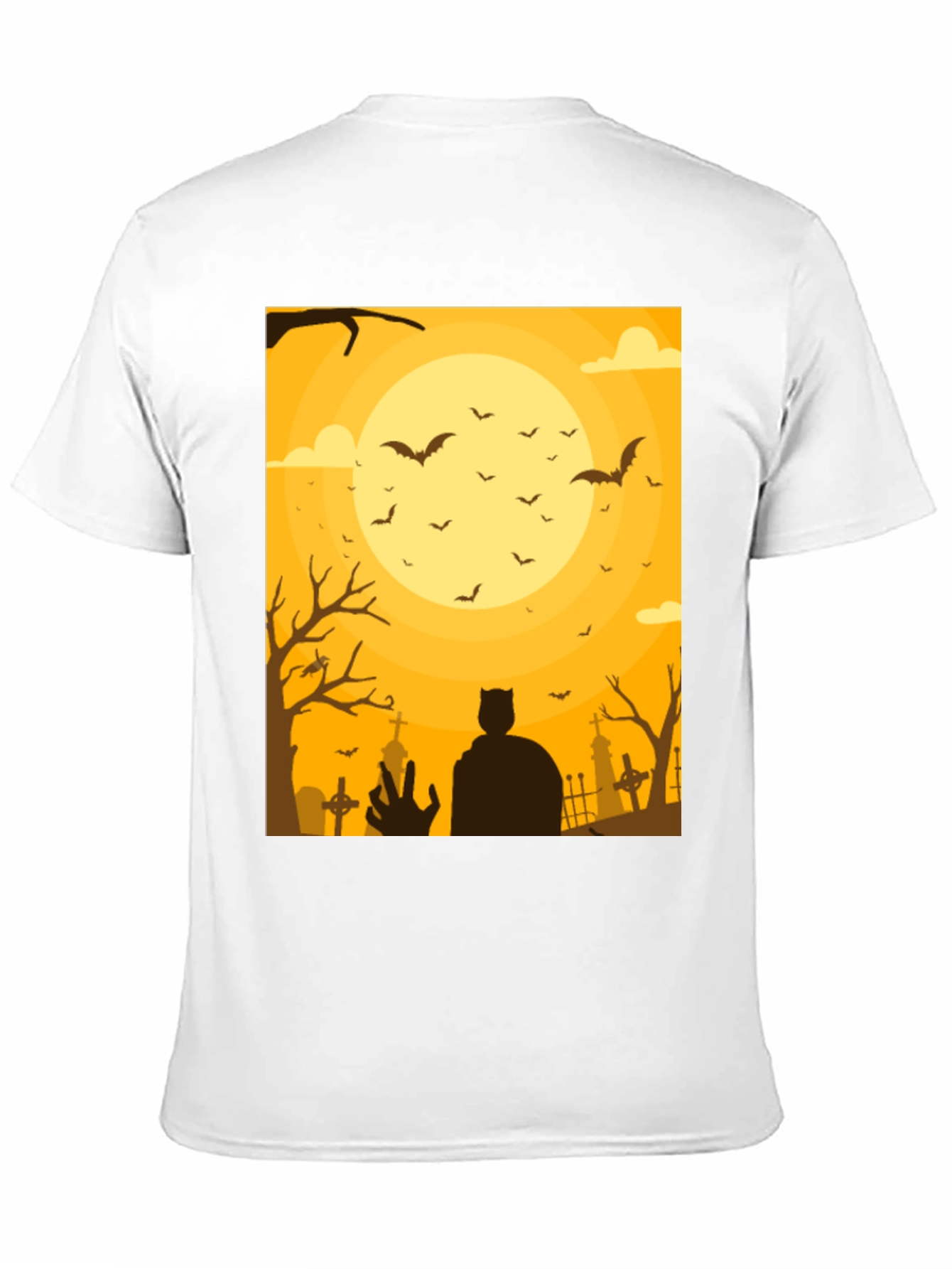 Spooky Halloween T-Shirt Bats Cemetery Design