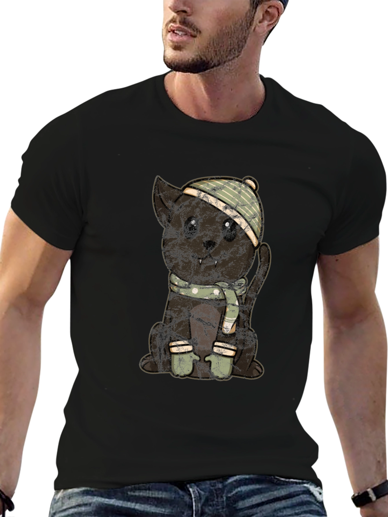 Cute Cat in Winter Gear T-Shirt