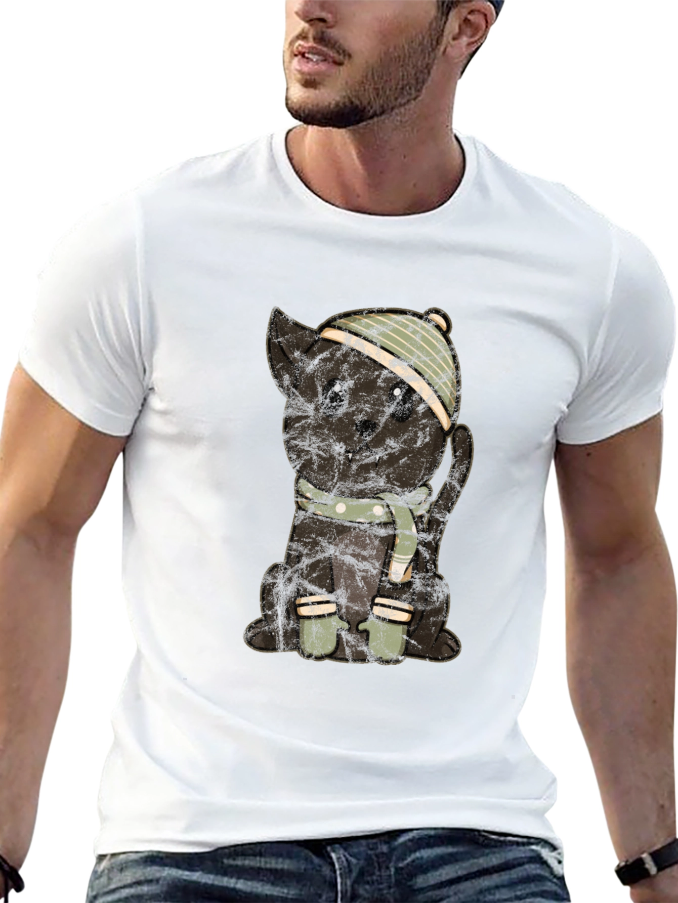 Cute Cat in Winter Gear T-Shirt