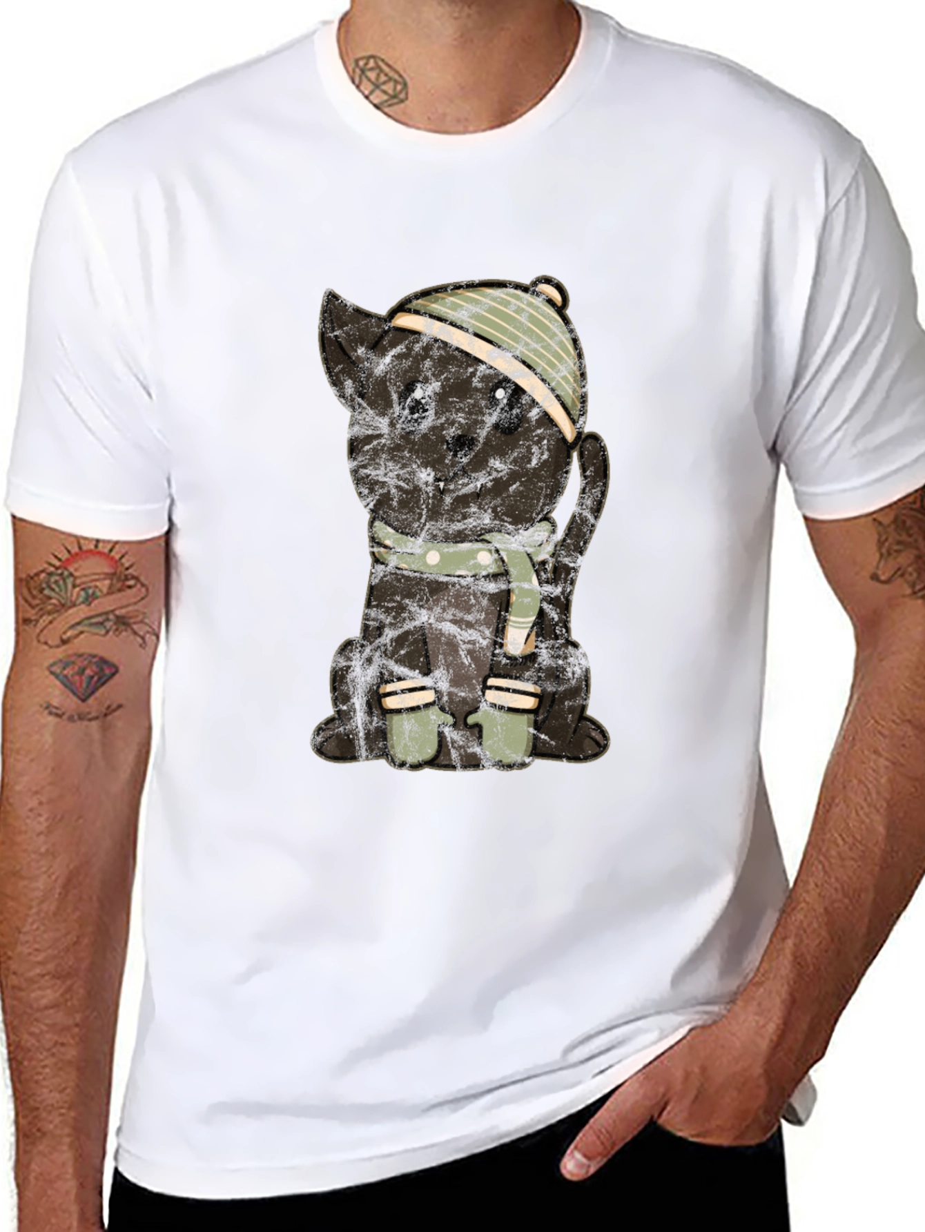 Cute Cat in Winter Gear T-Shirt