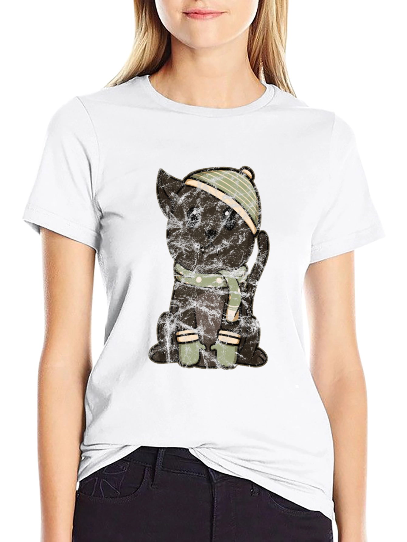 Cute Cat in Winter Gear T-Shirt