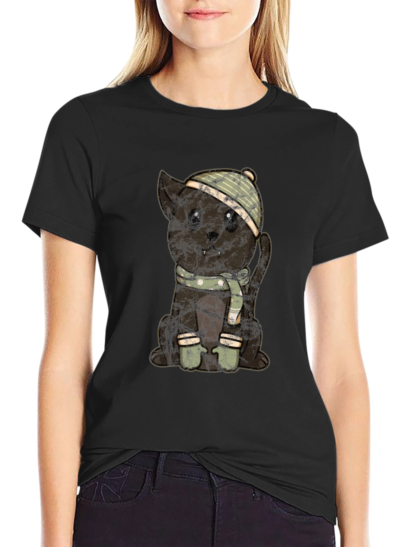 Cute Cat in Winter Gear T-Shirt