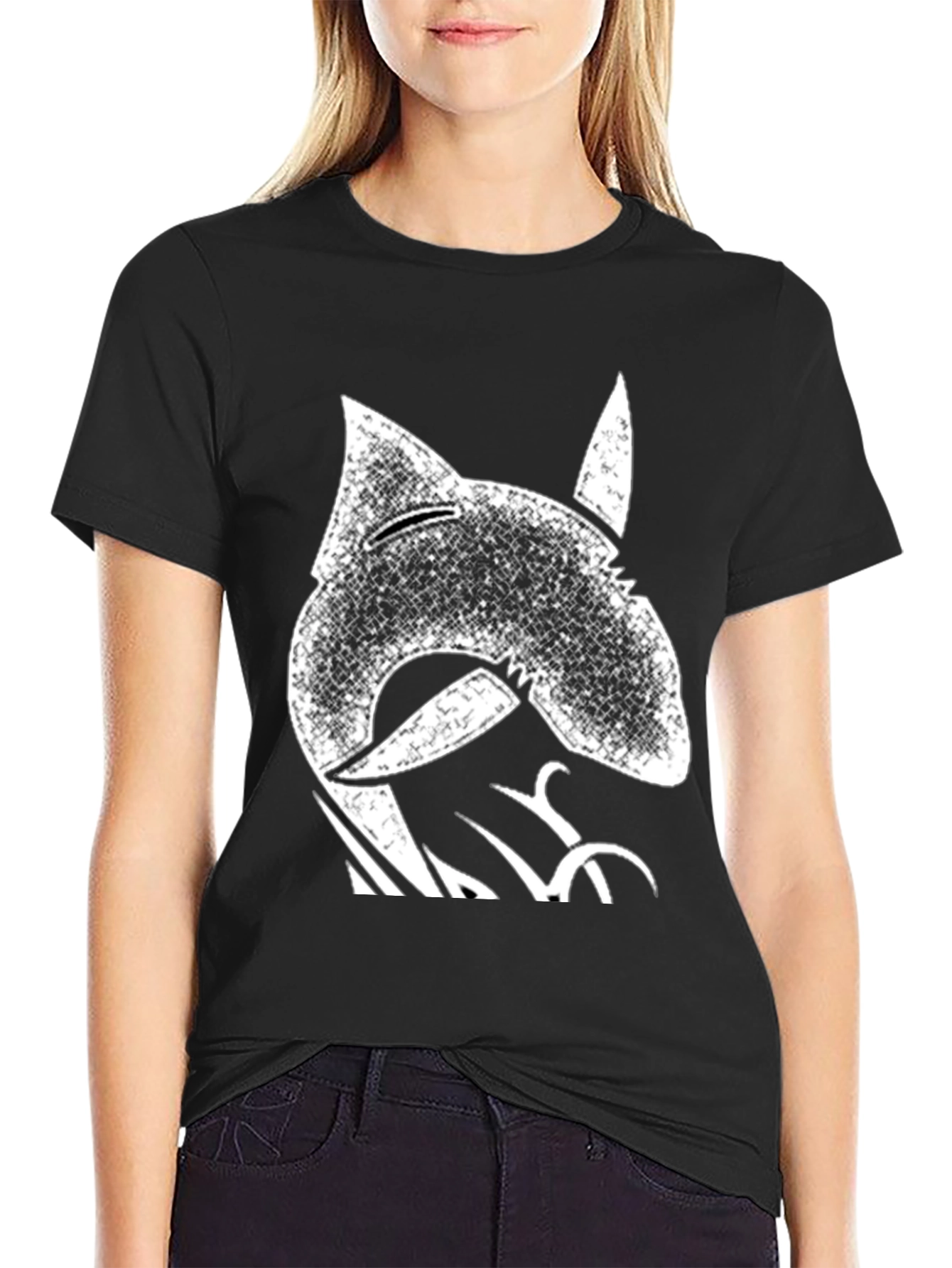 Distressed Shark Graphic Tee - Cool Black T-Shirt