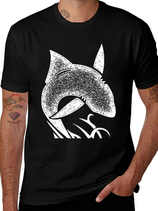 Distressed Shark Graphic Tee - Cool Black T-Shirt