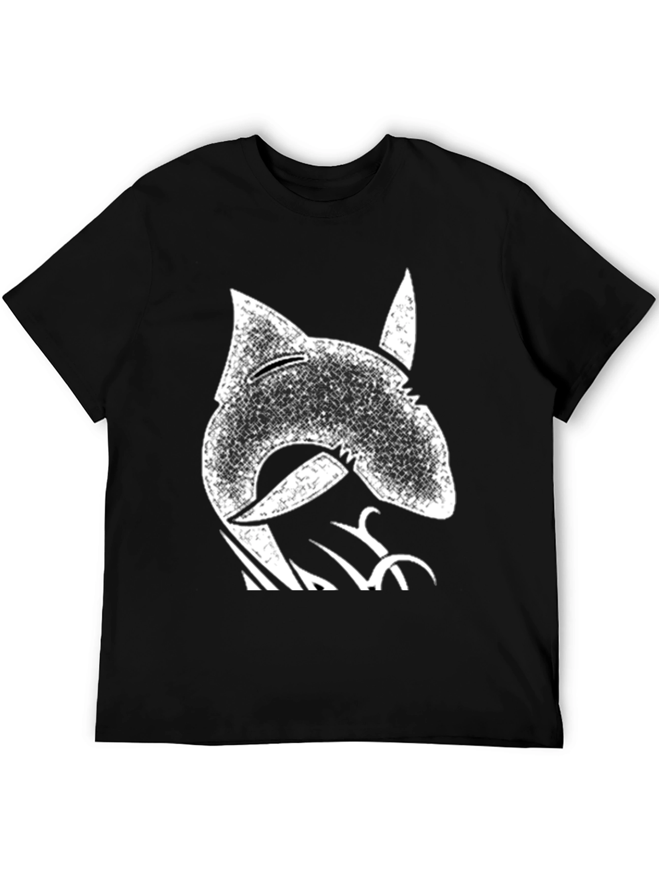 Distressed Shark Graphic Tee - Cool Black T-Shirt