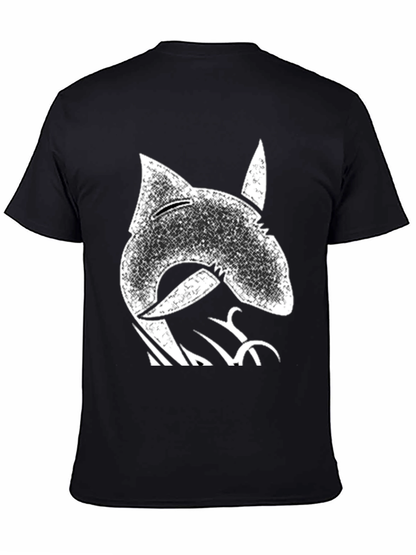 Distressed Shark Graphic Tee - Cool Black T-Shirt