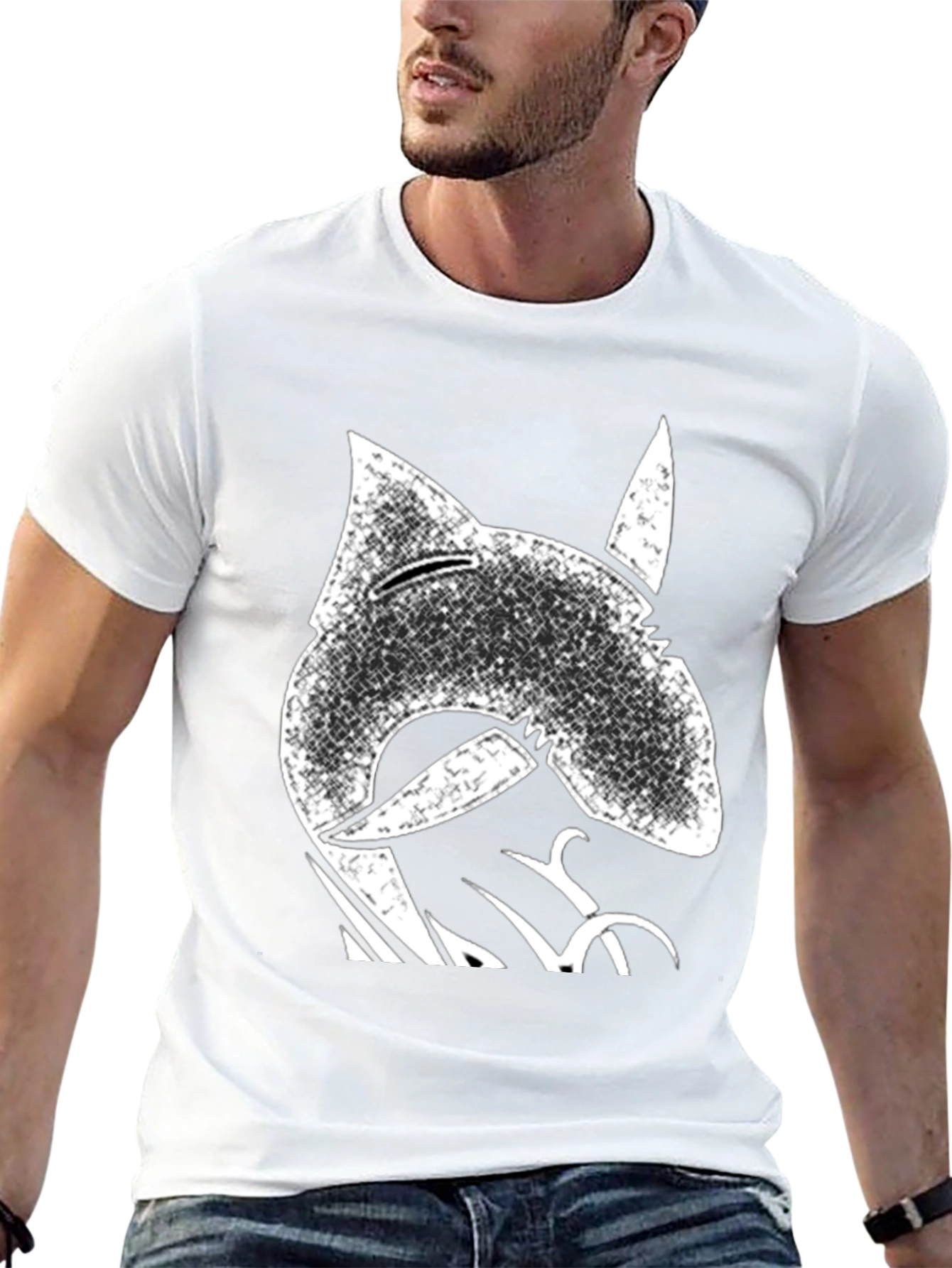 Distressed Shark Graphic Tee - Cool Black T-Shirt