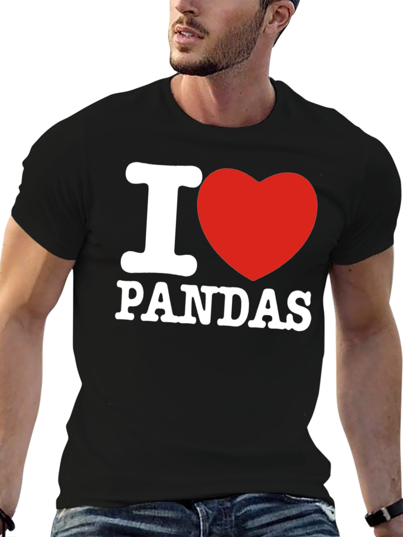 I Heart Pandas Graphic T-Shirt - Black Cotton Tee