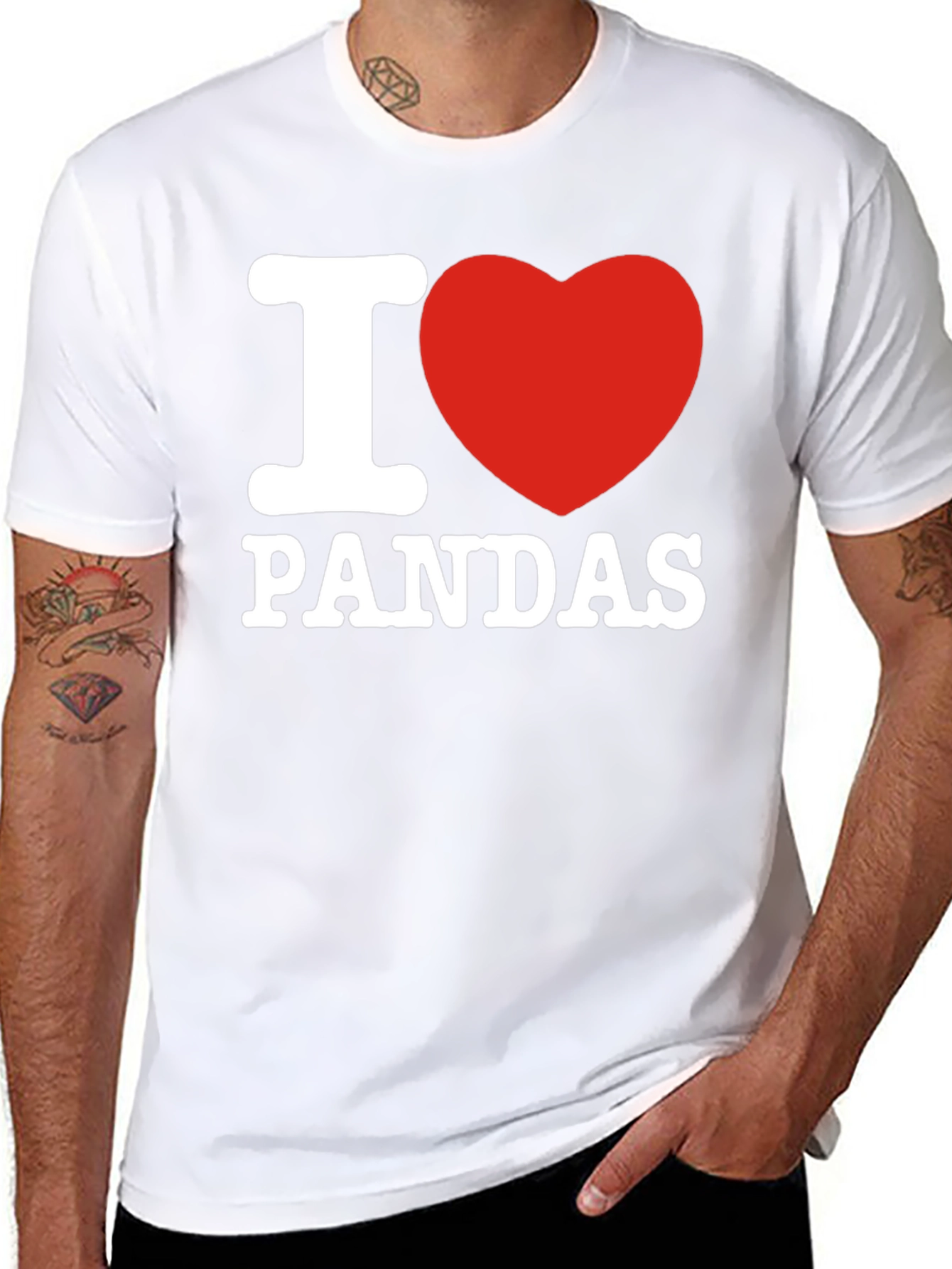 I Heart Pandas Graphic T-Shirt - Black Cotton Tee