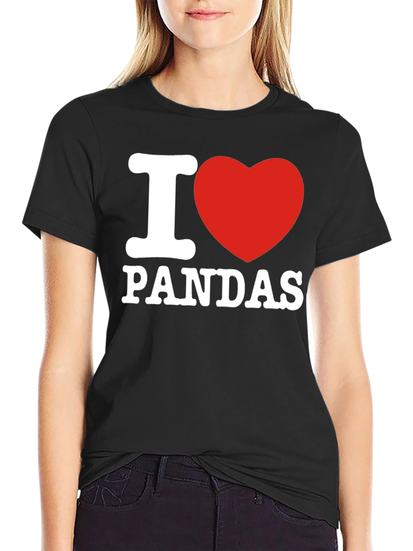 I Heart Pandas Graphic T-Shirt - Black Cotton Tee