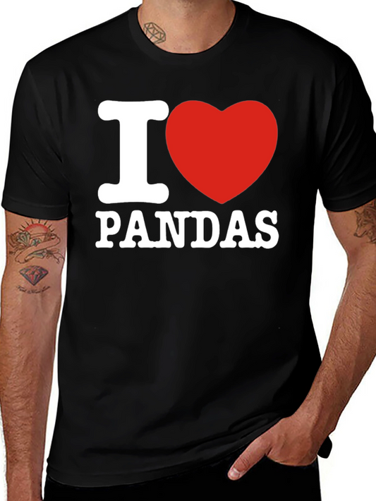 I Heart Pandas Graphic T-Shirt - Black Cotton Tee