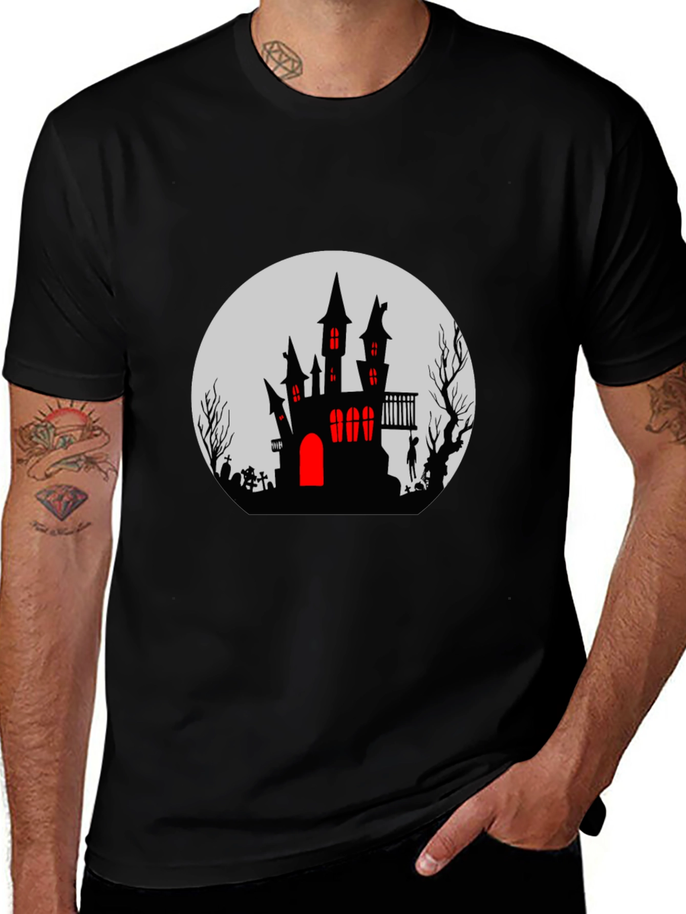 Halloween Haunted House Graphic Tee