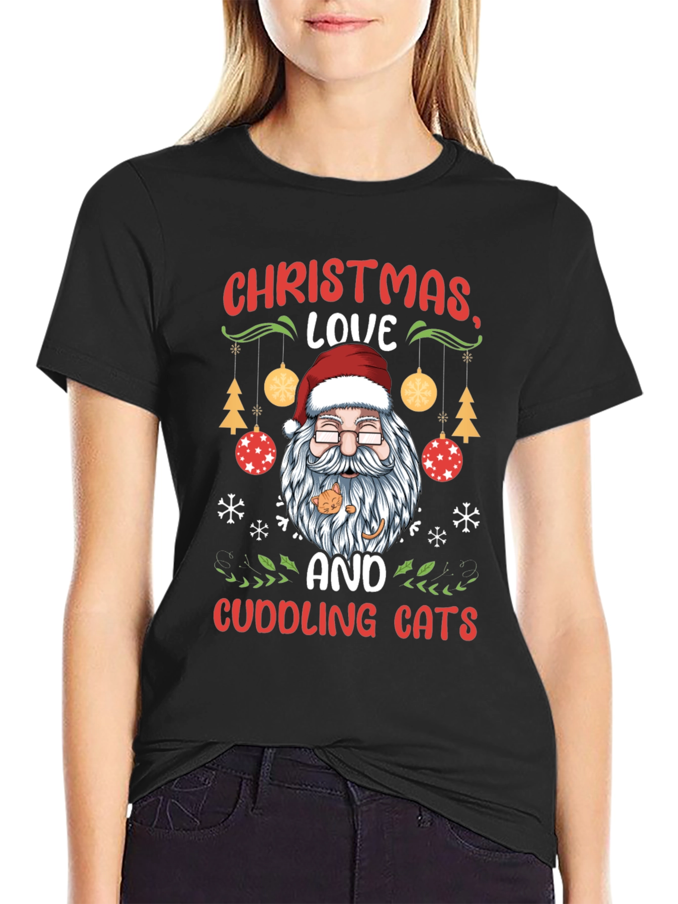 Christmas Love and Cuddling Cats T-Shirt