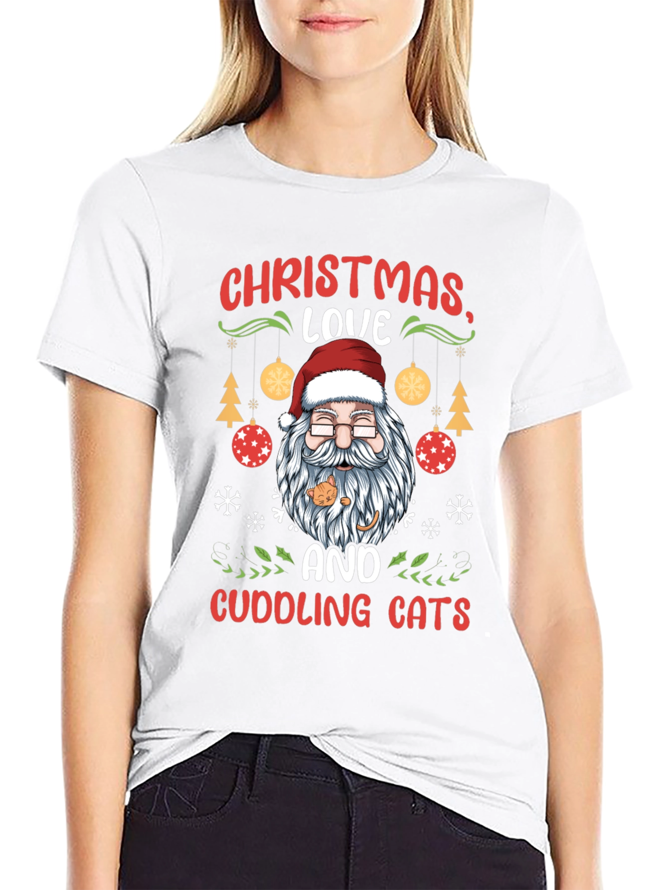 Christmas Love and Cuddling Cats T-Shirt
