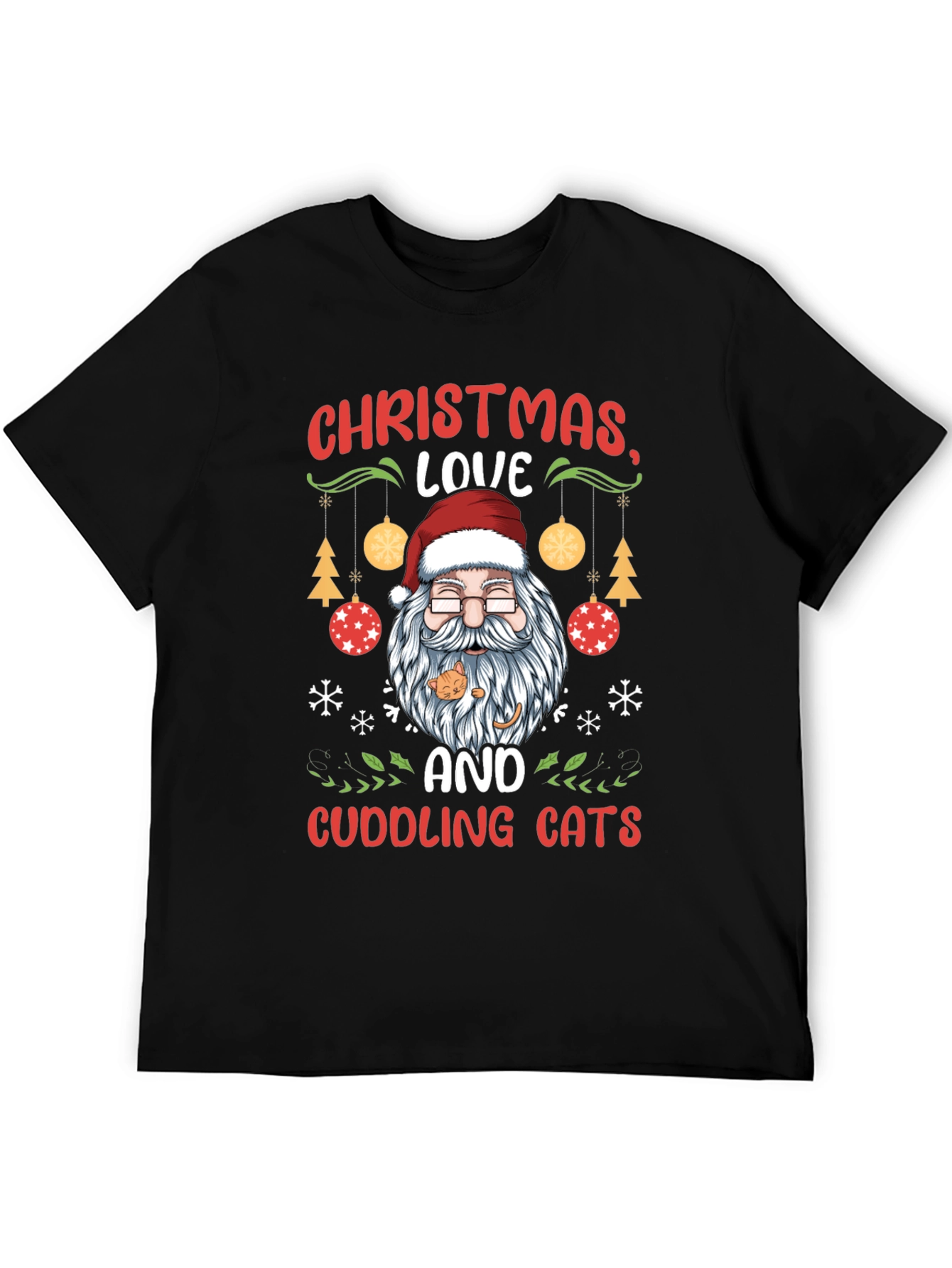 Christmas Love and Cuddling Cats T-Shirt