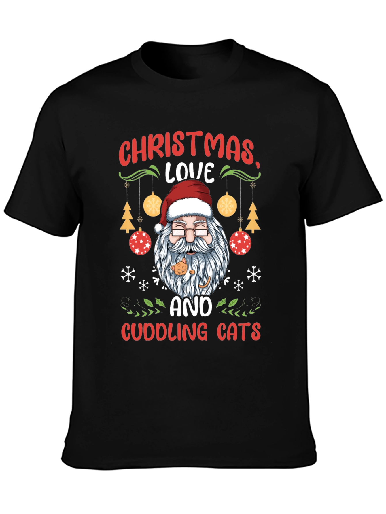 Christmas Love and Cuddling Cats T-Shirt