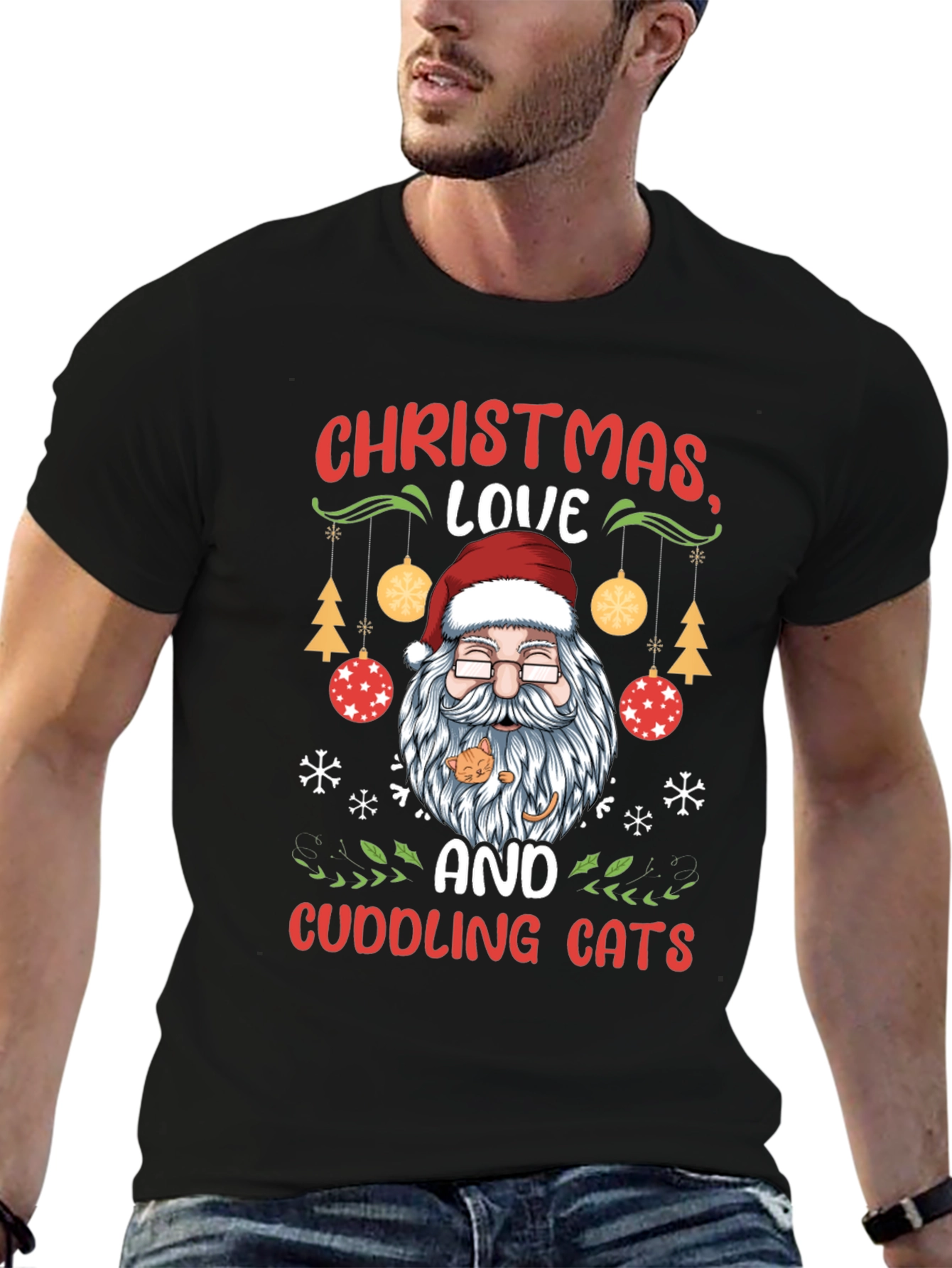 Christmas Love and Cuddling Cats T-Shirt