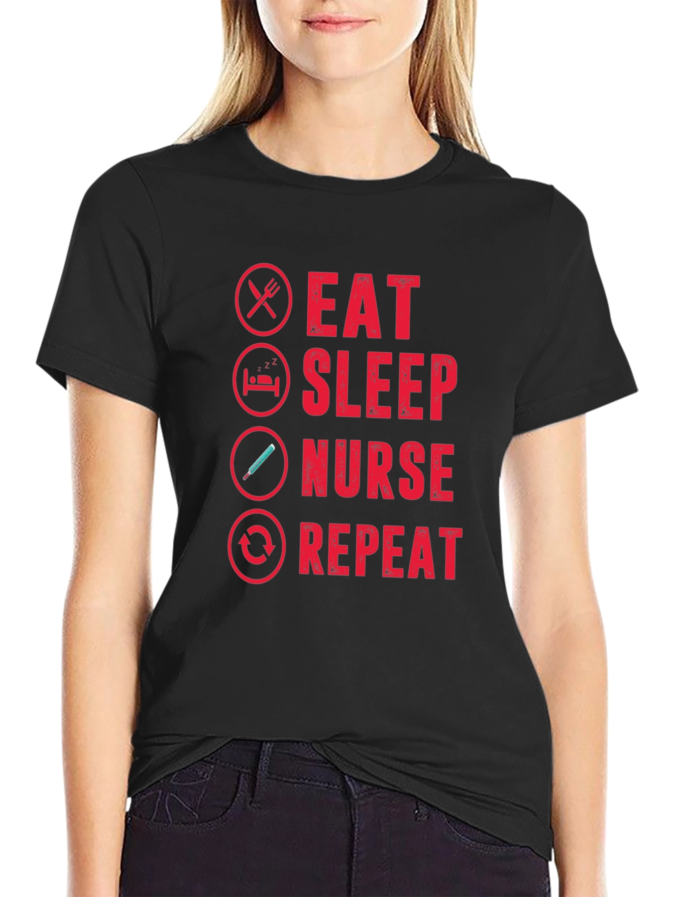 Eat Sleep Nurse Repeat Graphic T-Shirt