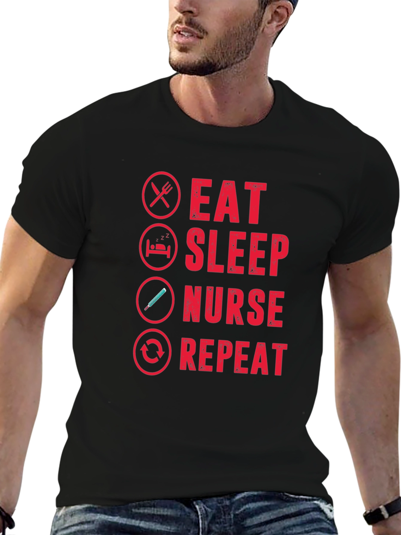 Eat Sleep Nurse Repeat Graphic T-Shirt