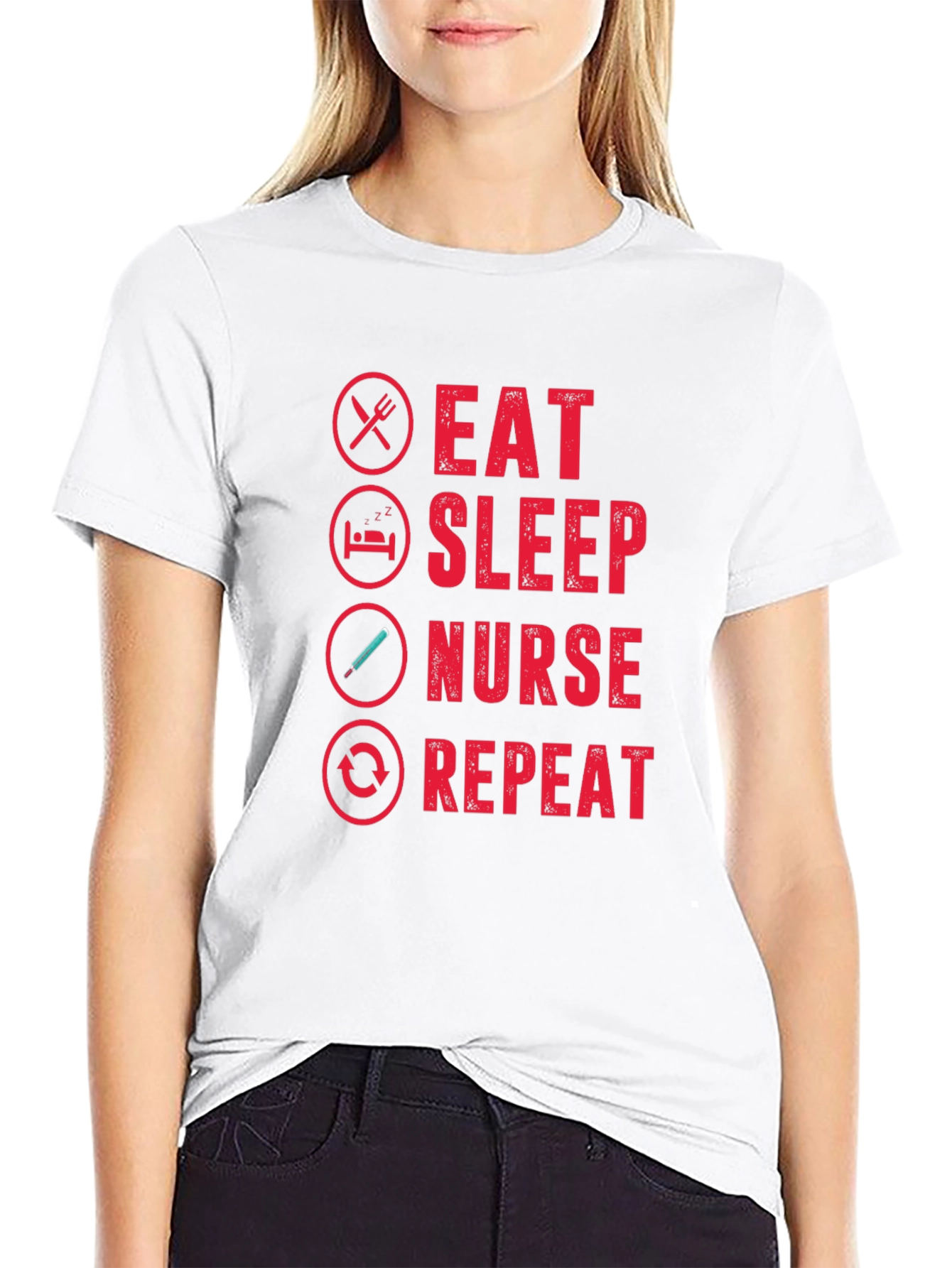 Eat Sleep Nurse Repeat Graphic T-Shirt