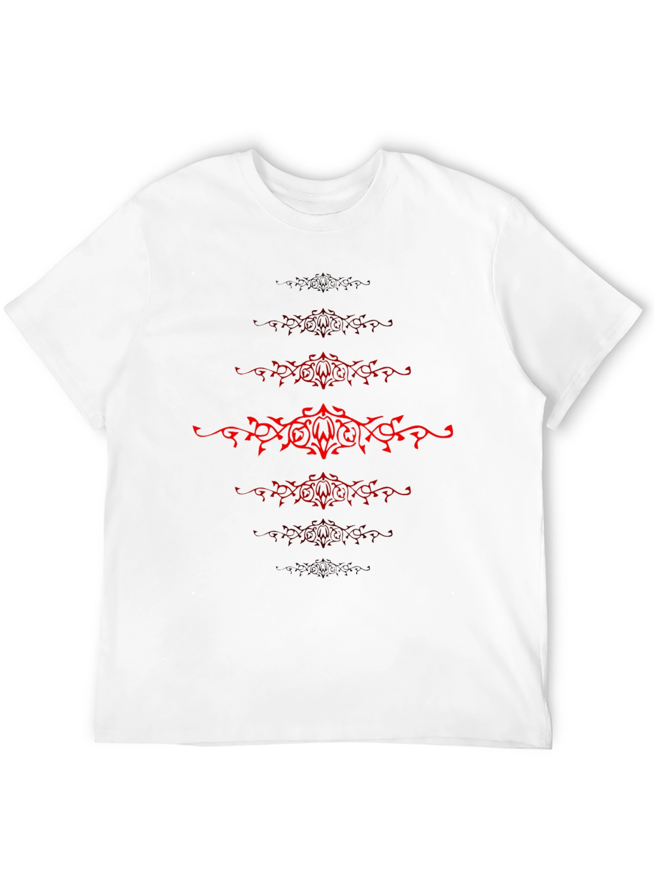 Mens Black T-Shirt with Red Tribal Design