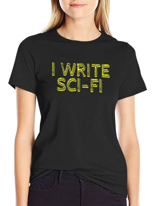 I Write Sci-Fi Black Cotton T-Shirt