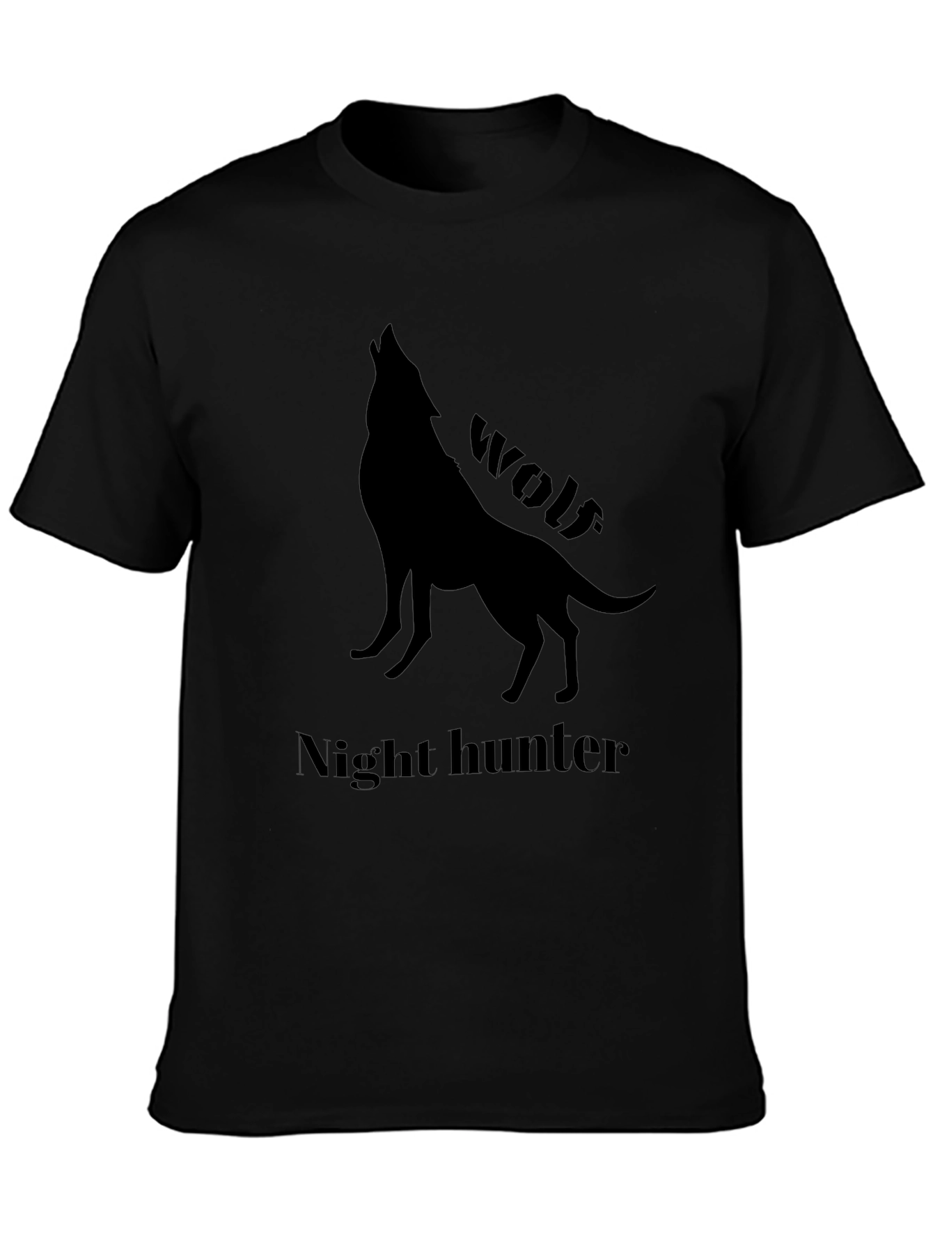Night Hunter Wolf Graphic Tee - Black