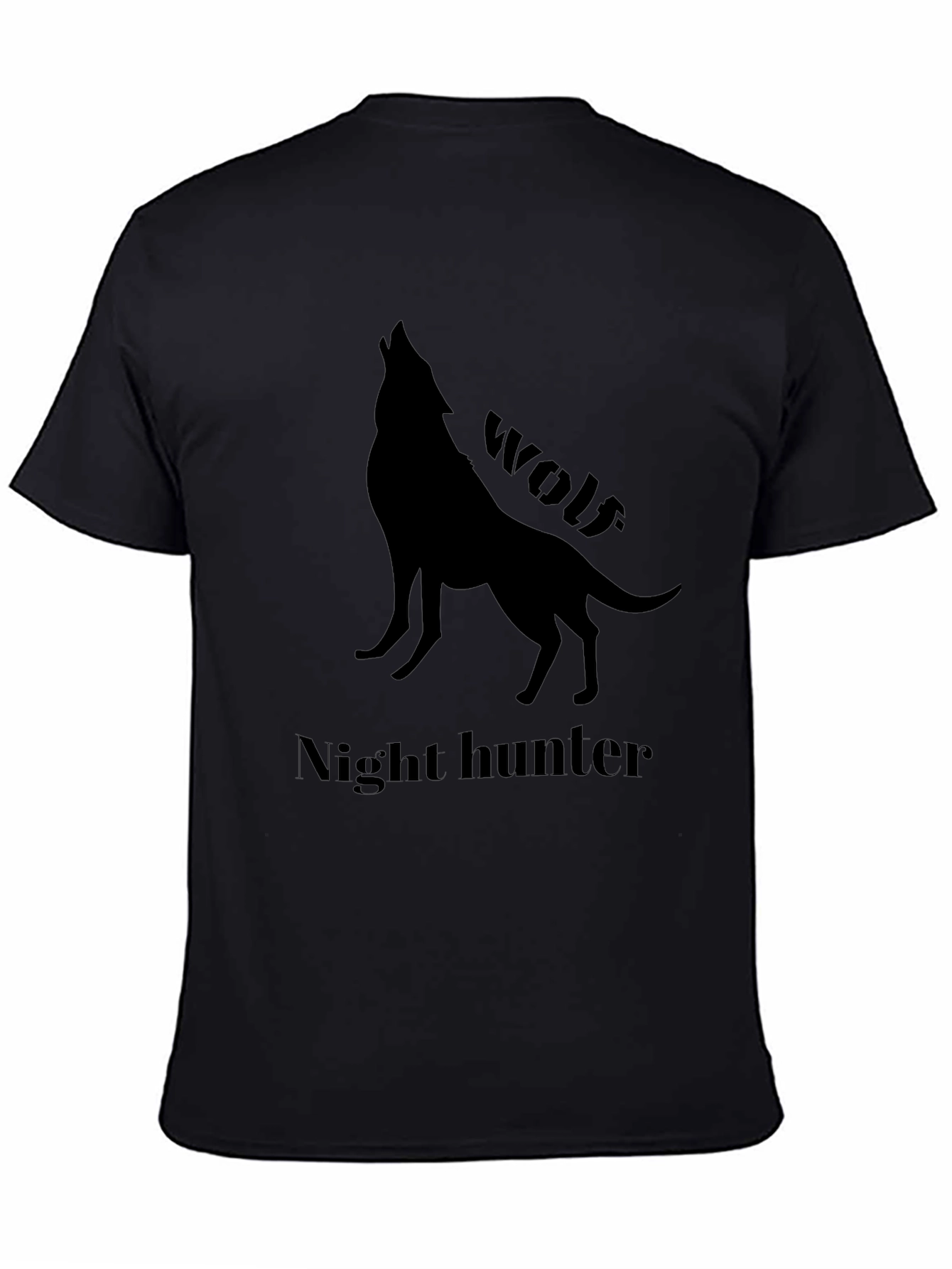 Night Hunter Wolf Graphic Tee - Black