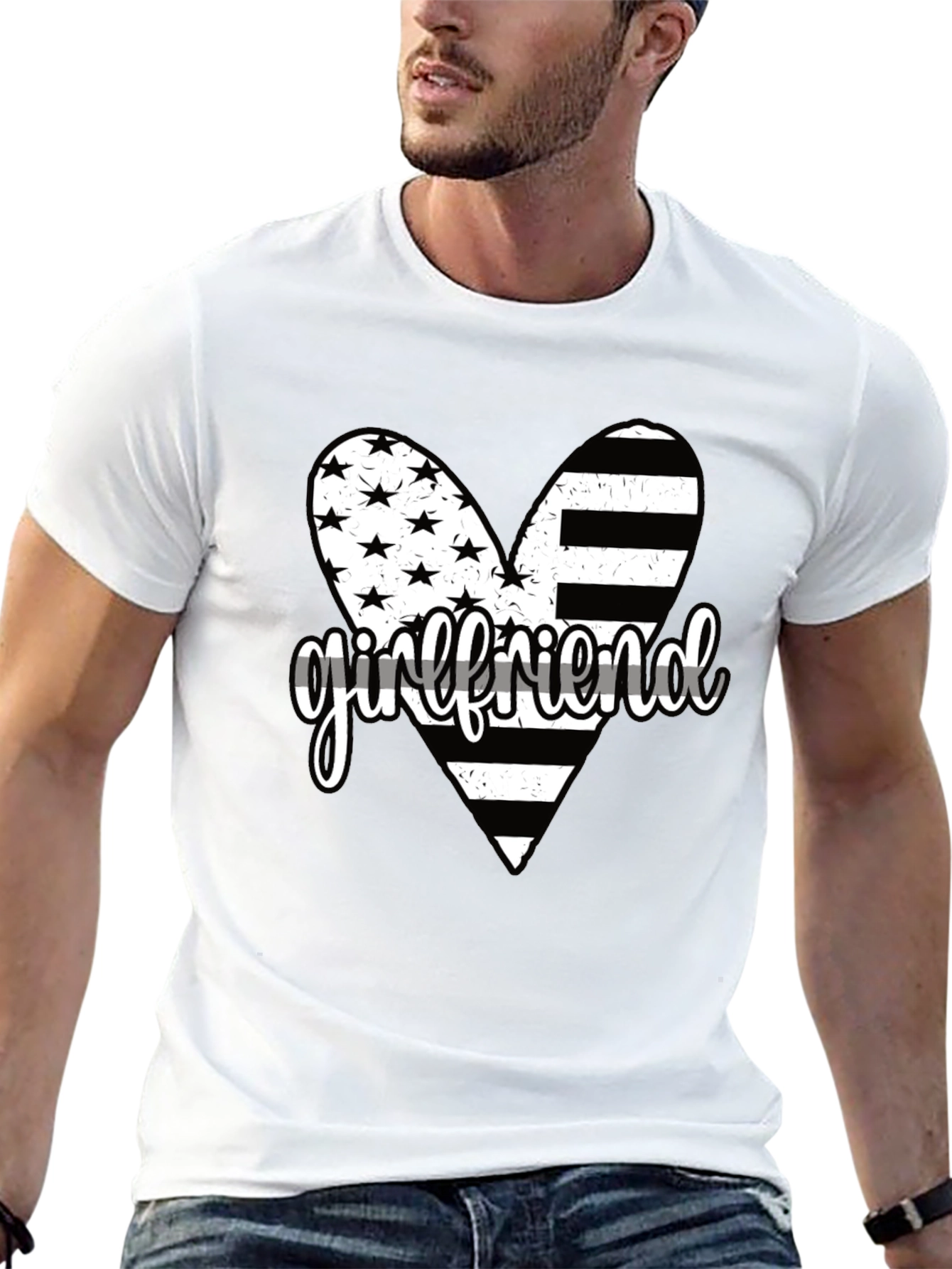 Girlfriend American Flag Heart Graphic Tee
