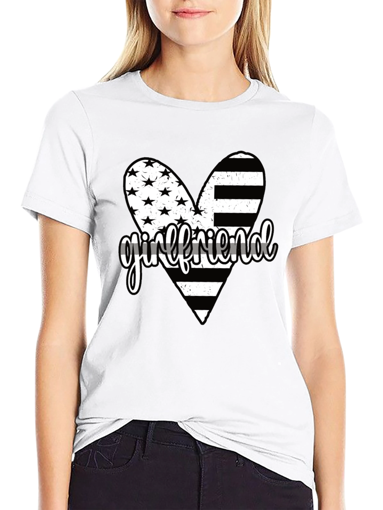 Girlfriend American Flag Heart Graphic Tee