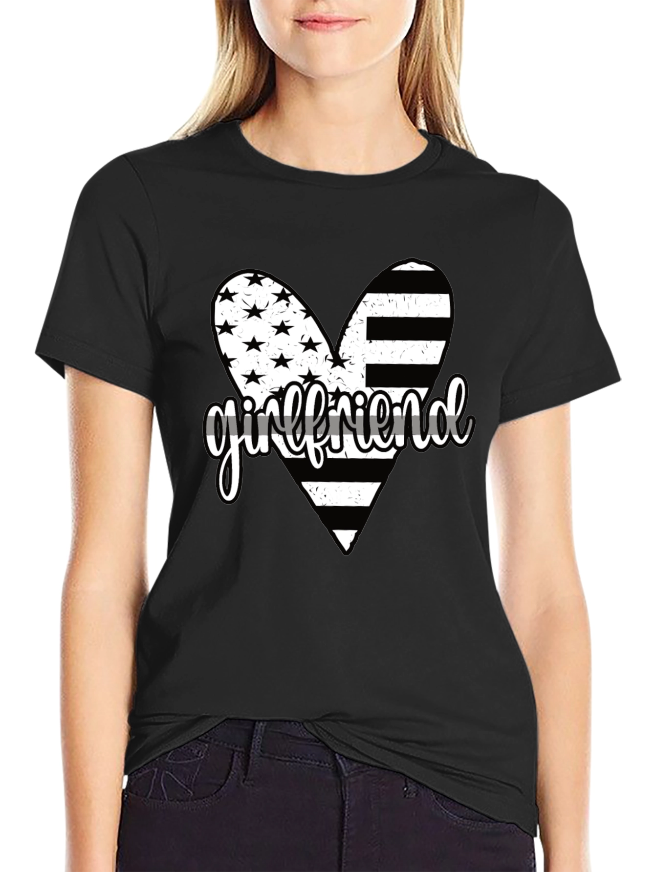 Girlfriend American Flag Heart Graphic Tee