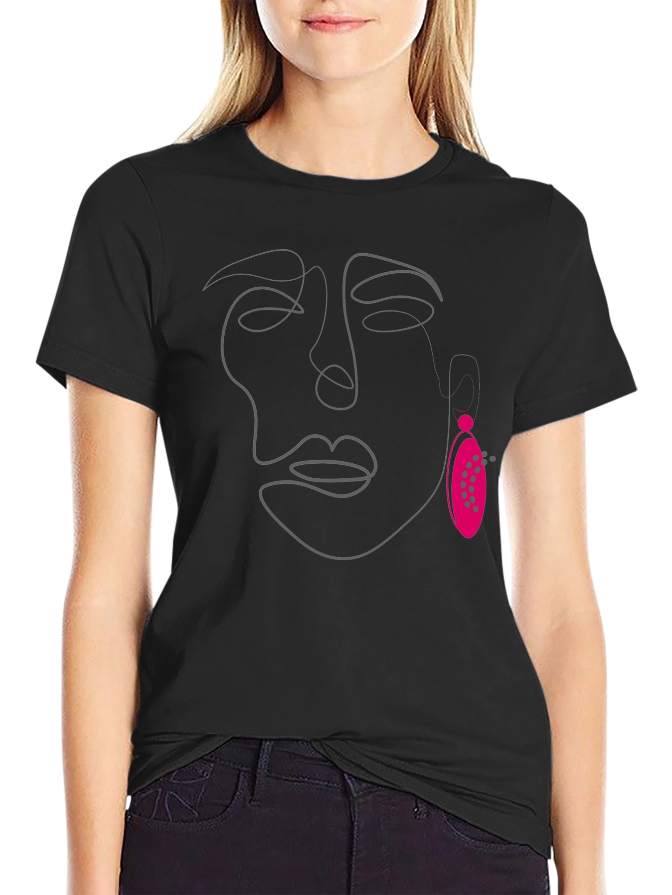 Abstract Face Line Art Tee - Modern Graphic T-Shirt