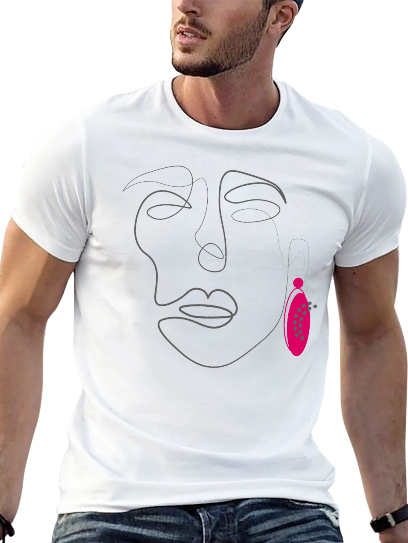 Abstract Face Line Art Tee - Modern Graphic T-Shirt