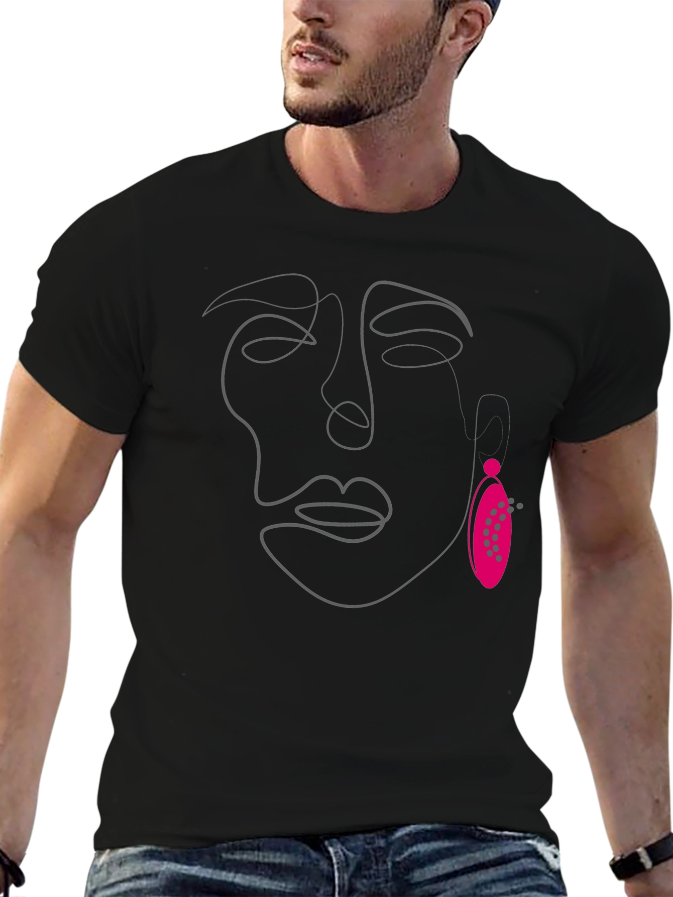 Abstract Face Line Art Tee - Modern Graphic T-Shirt