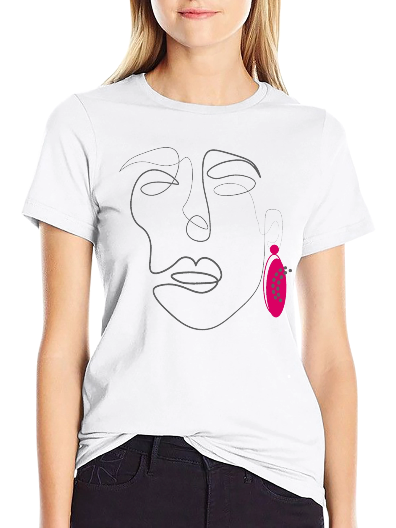 Abstract Face Line Art Tee - Modern Graphic T-Shirt