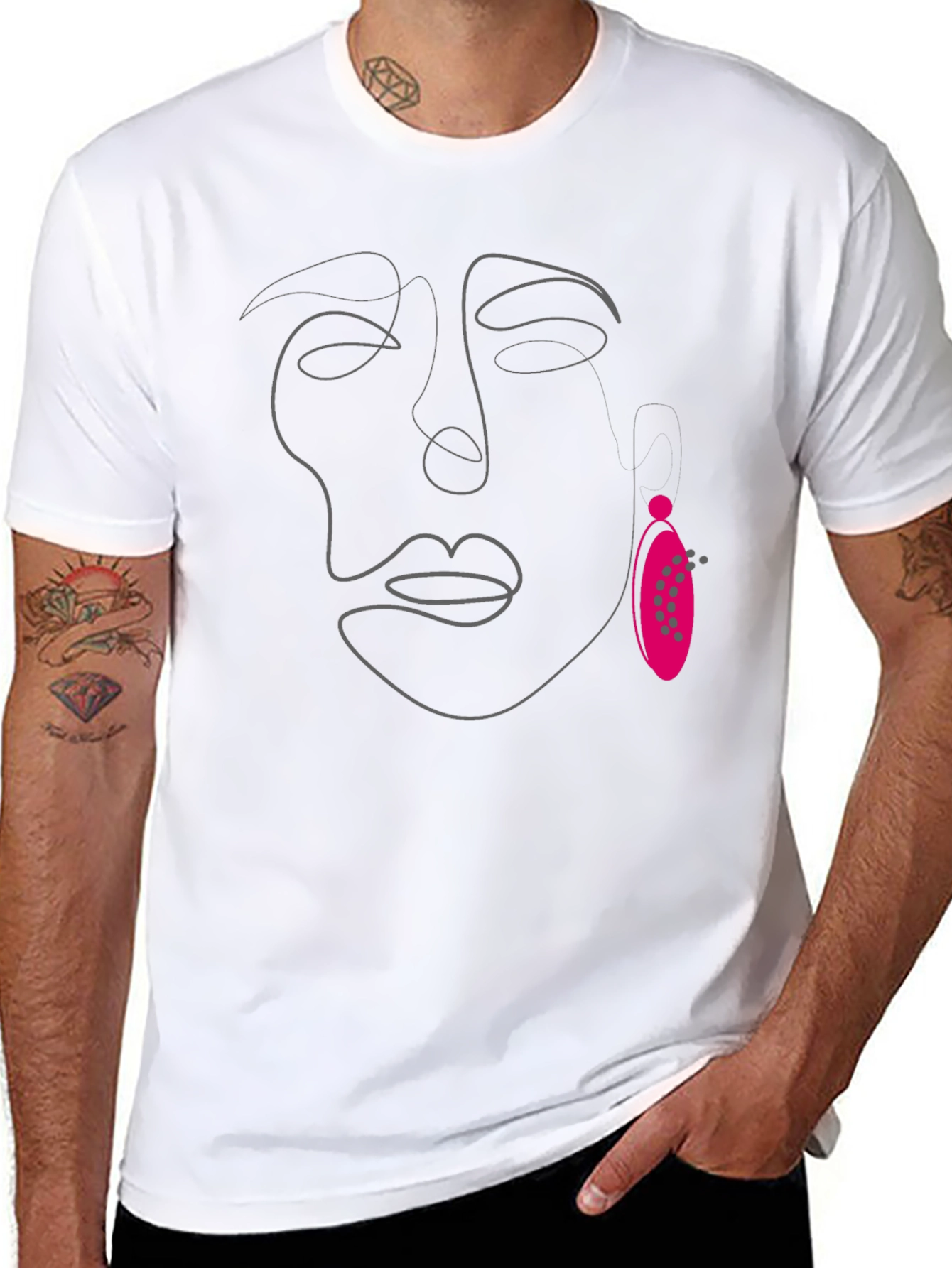 Abstract Face Line Art Tee - Modern Graphic T-Shirt