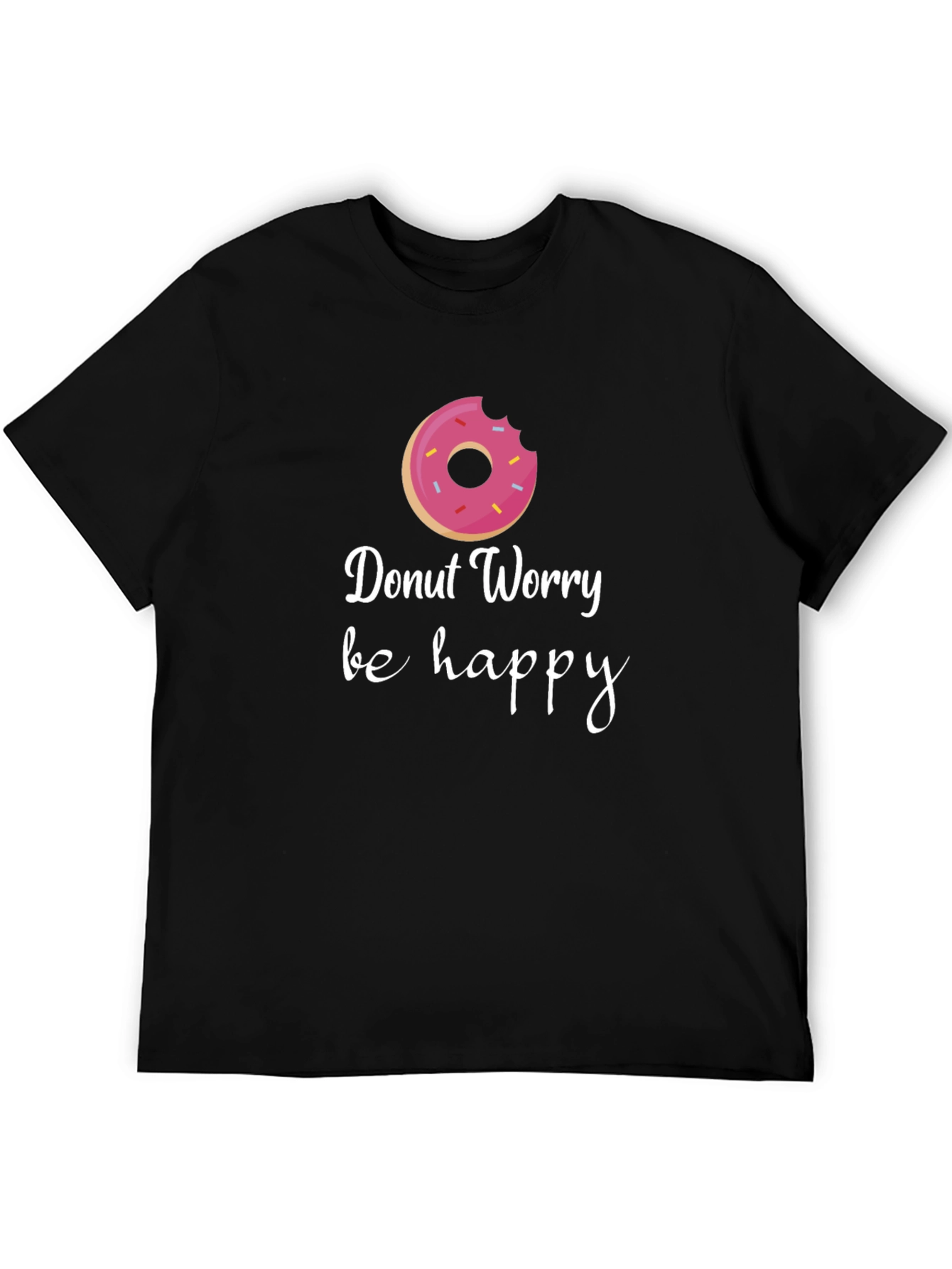 Donut Worry Be Happy Graphic Tee - Black