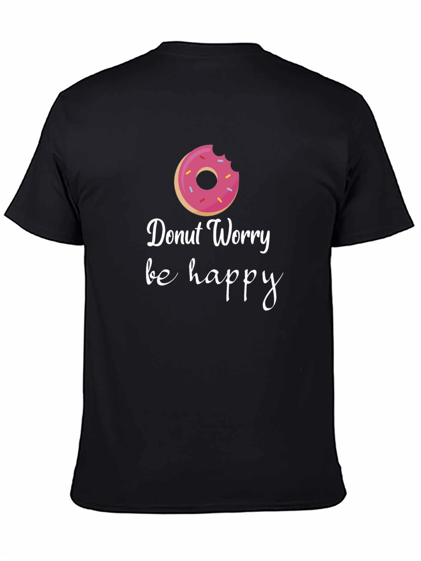 Donut Worry Be Happy Graphic Tee - Black