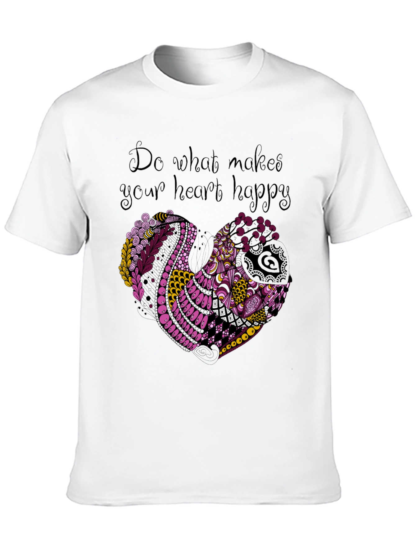 Heart Happy Graphic Tee - Black Cotton Blend T-Shirt