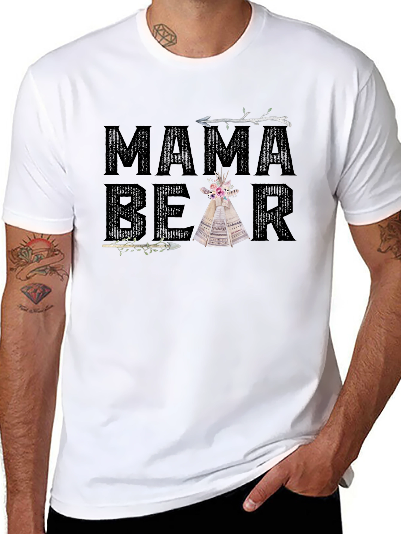 Mama Bear Tee - Boho Tribal Arrow Tipi Design