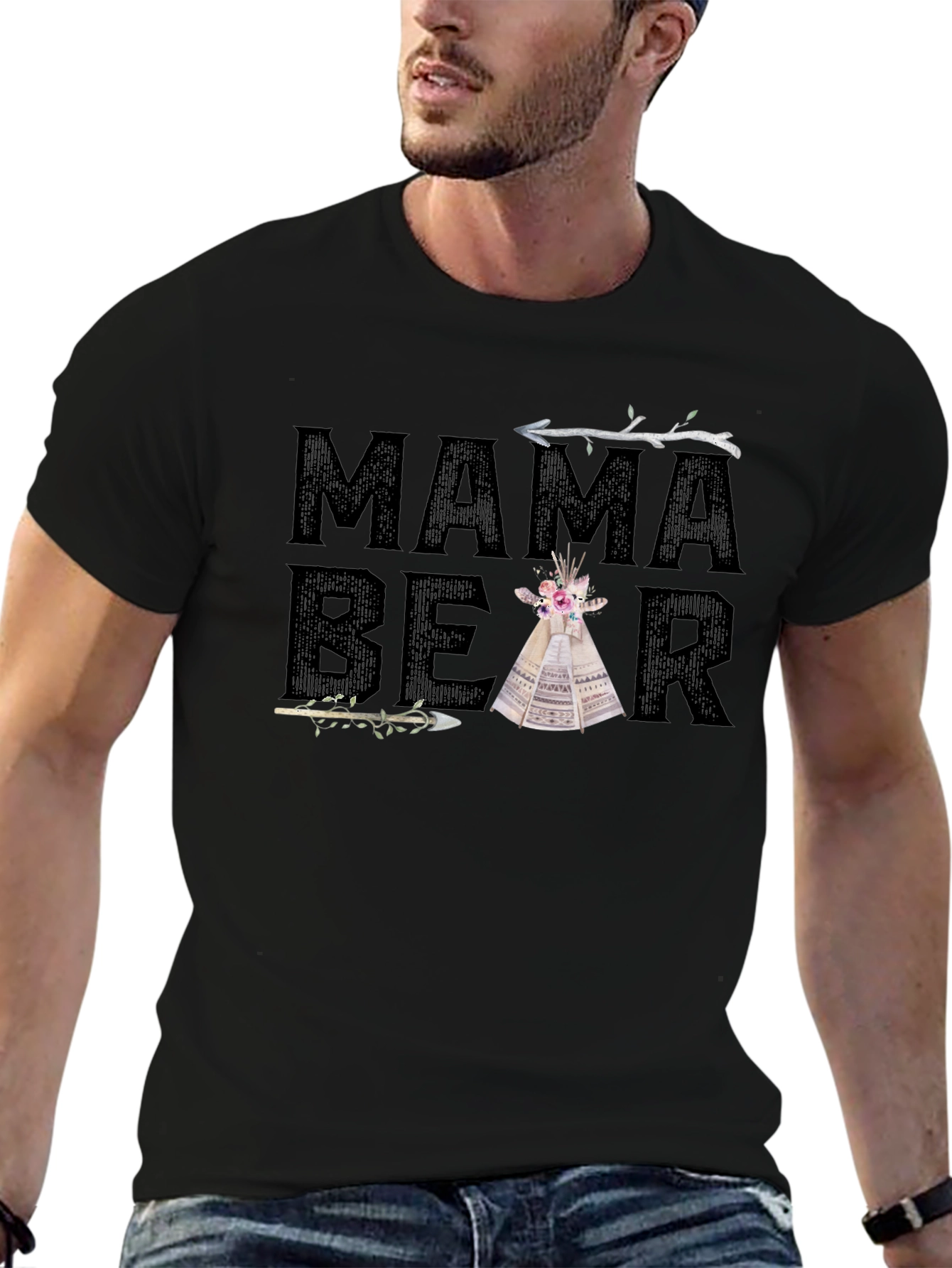 Mama Bear Tee - Boho Tribal Arrow Tipi Design