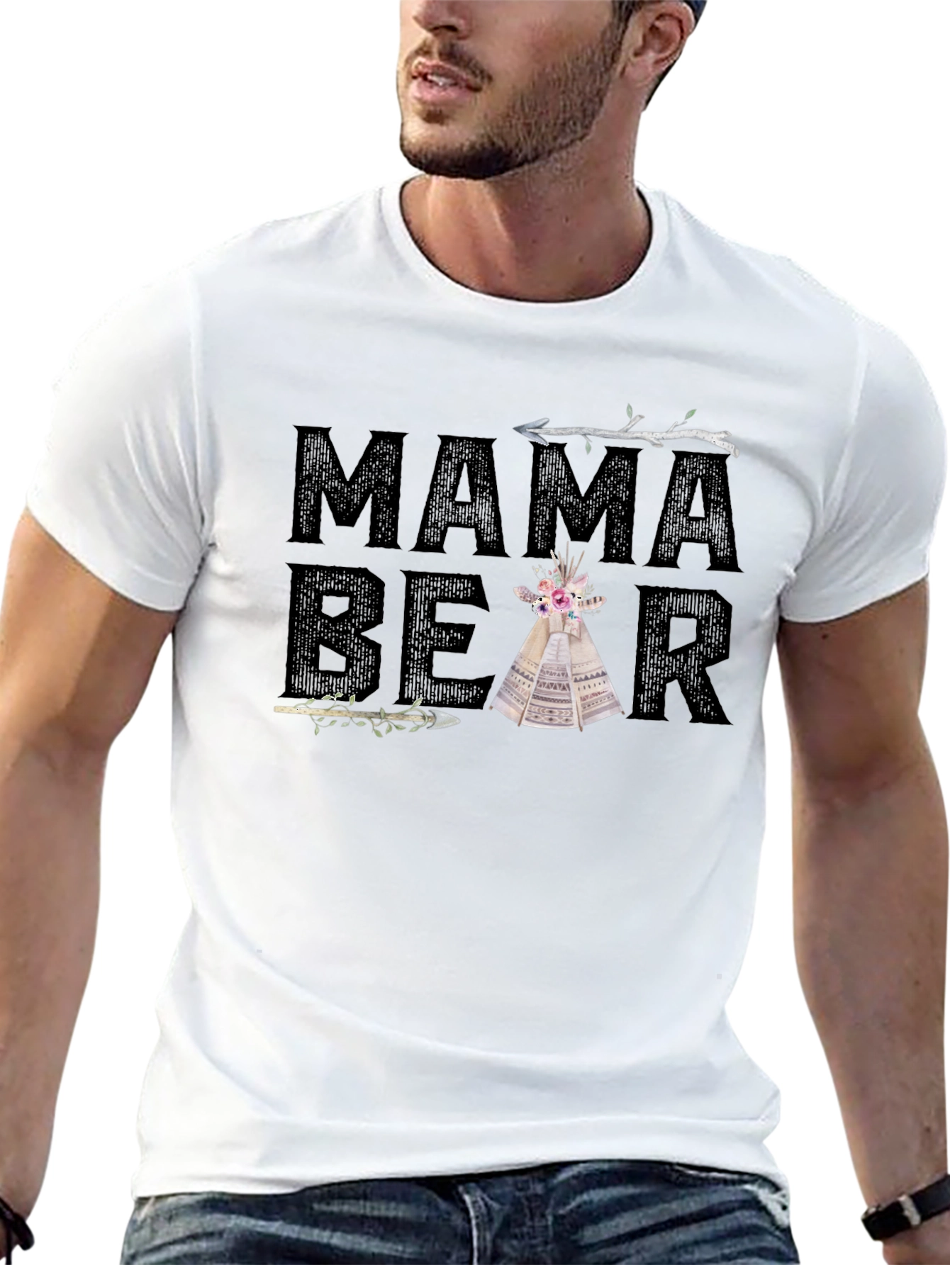 Mama Bear Tee - Boho Tribal Arrow Tipi Design