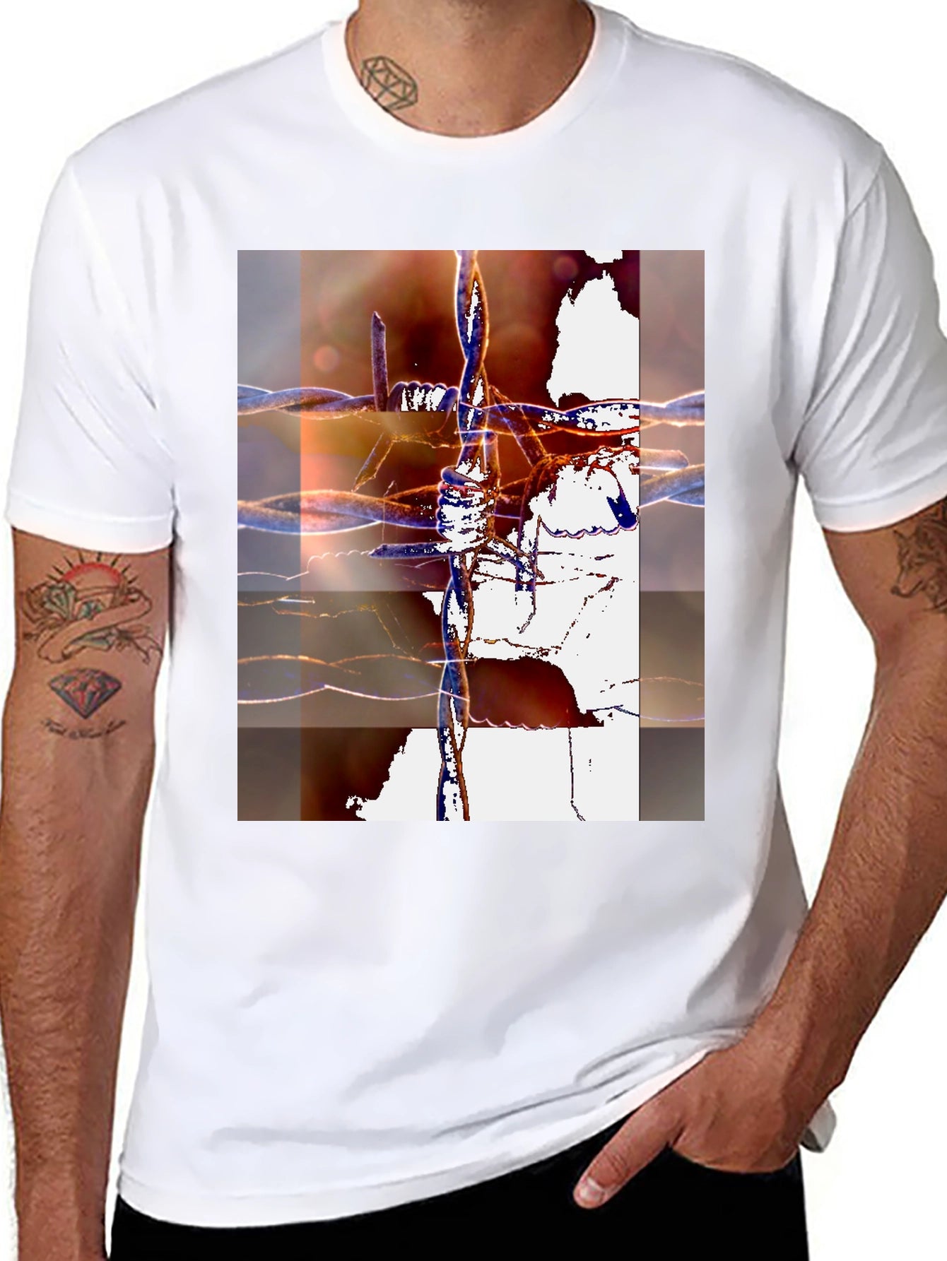 Abstract Barbed Wire Graphic Tee - Modern Art Shirt