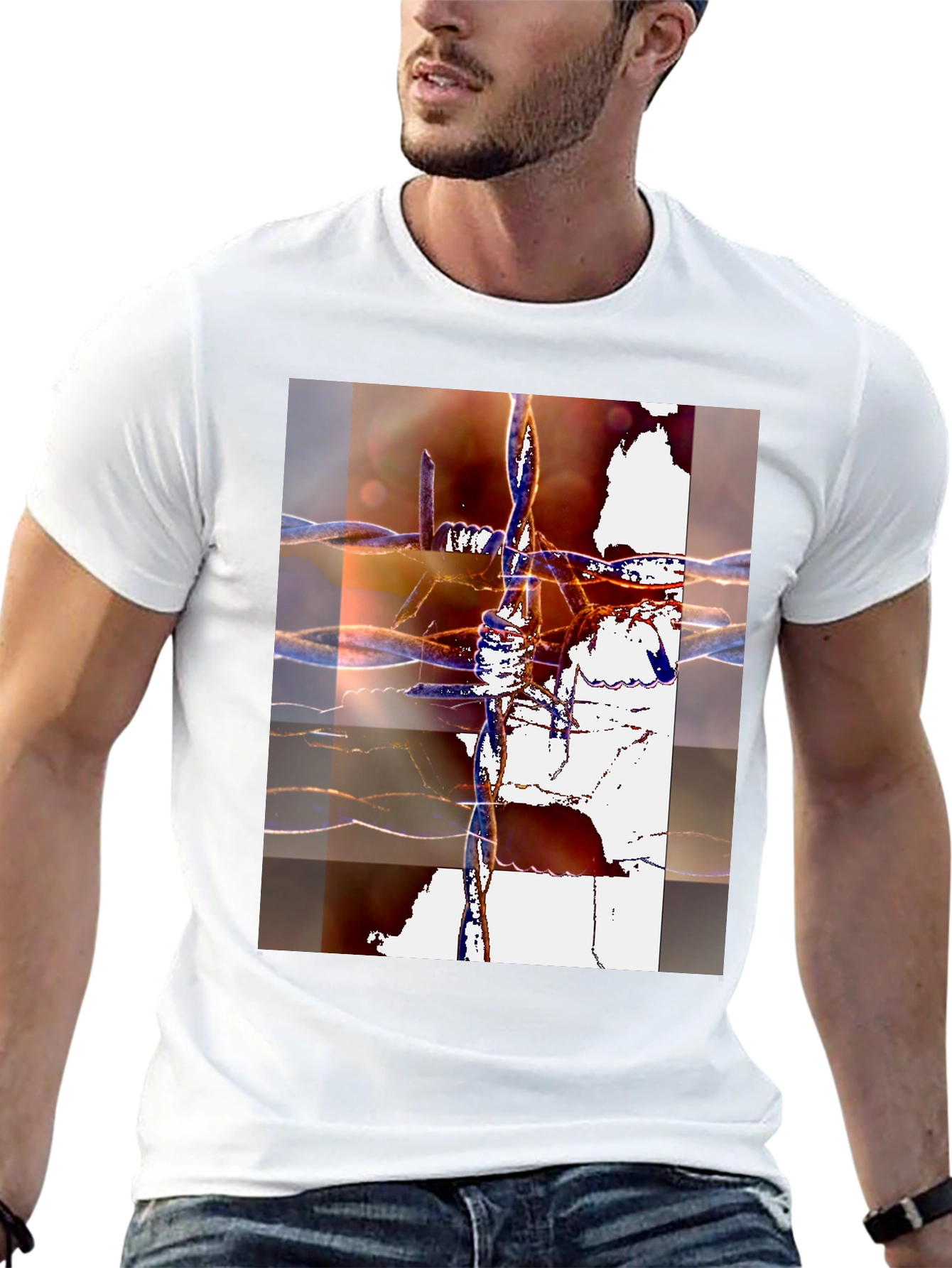 Abstract Barbed Wire Graphic Tee - Modern Art Shirt