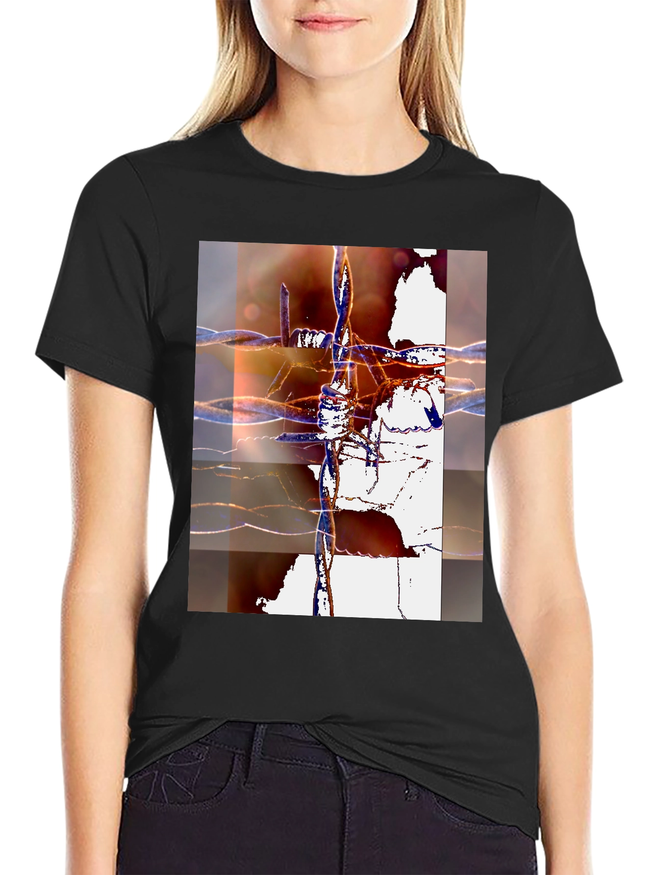 Abstract Barbed Wire Graphic Tee - Modern Art Shirt